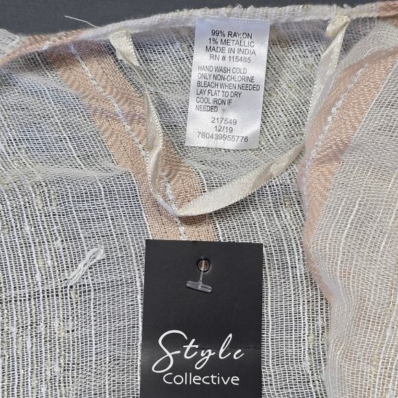 Style Collective Cardigan Cream Preppy Stripe Flowy Open Front Womens ONE SIZE - Picture 3 of 7